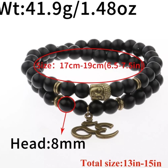 black 8mm obsidian or lava stone OM Bracelet - Picture 5 of 5